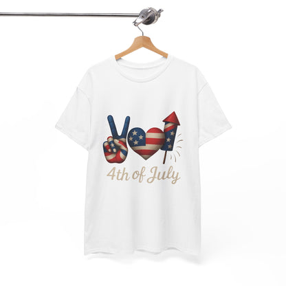 Peace Love Fireworks Tee – Patriotic 4th of July Shirt