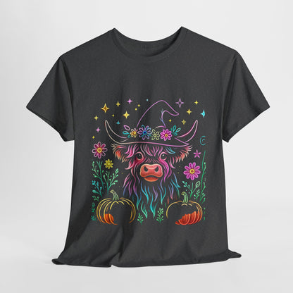 🎃 Magical Highland Cow Tee – Witchy Pumpkin Farm Shirt