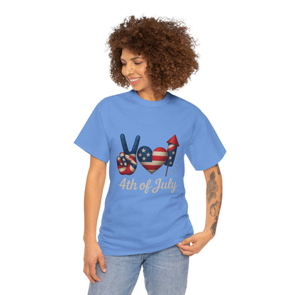Peace Love Fireworks Tee – Patriotic 4th of July Shirt