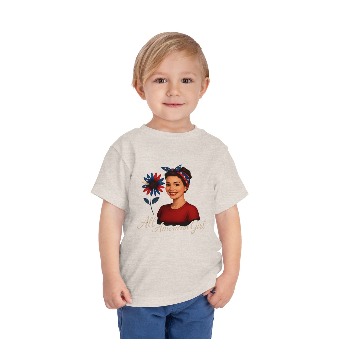 Toddler Tee All American Girl Patriotic Floral Shirt