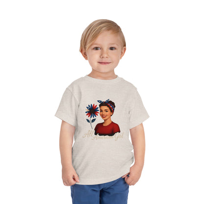 Toddler Tee All American Girl Patriotic Floral Shirt