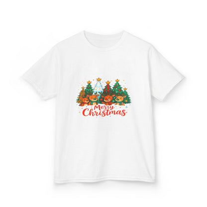 Merry Christmas Reindeer & Dino Trees Kids Tee