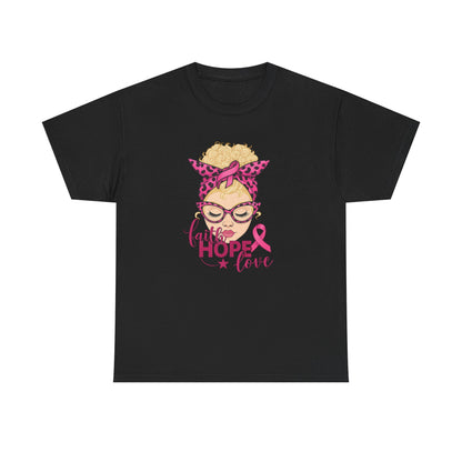 Hope Love Pink Ribbon Tee - Breast Cancer Awareness