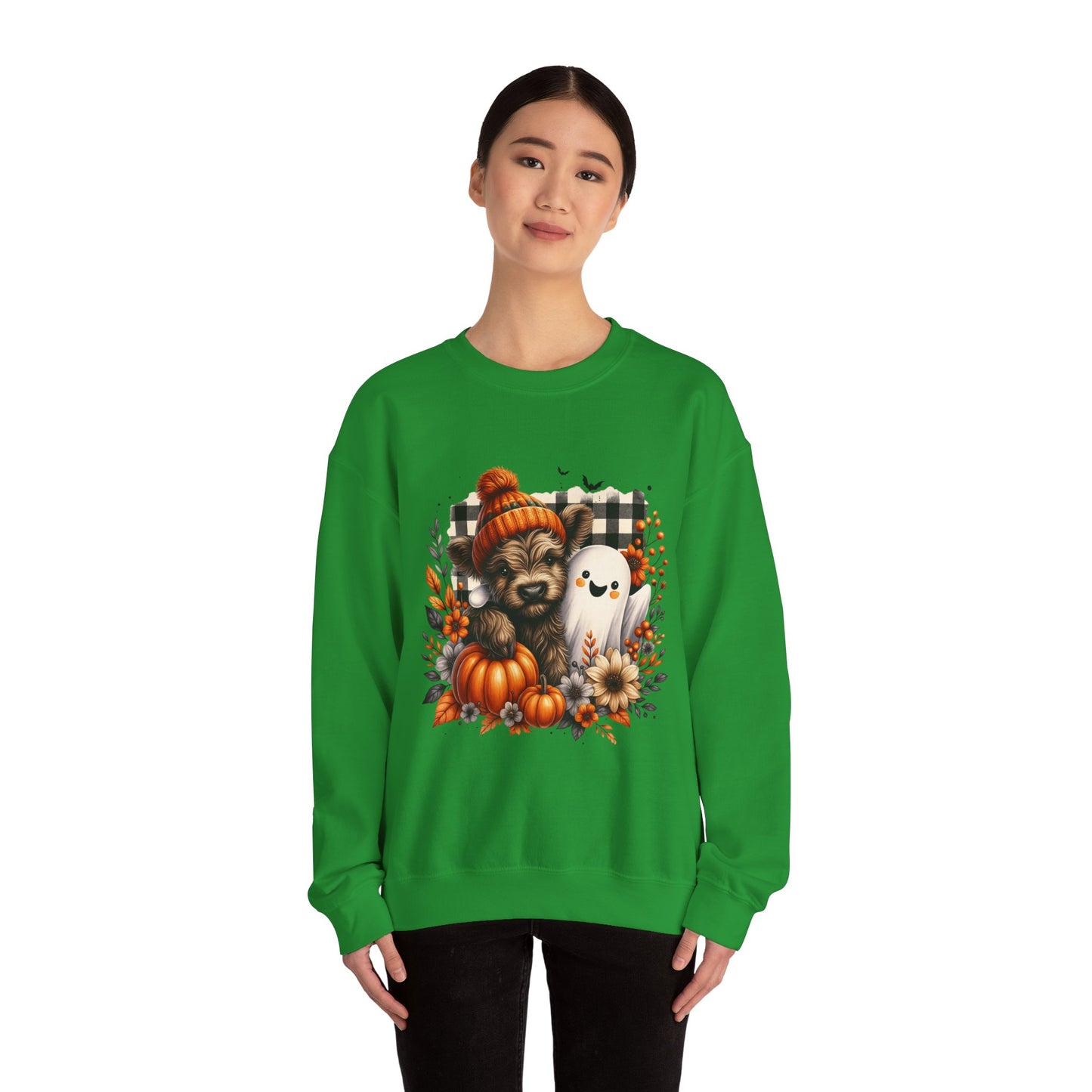Cute Halloween Dog & Ghost Crewneck Sweatshirt