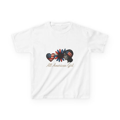 All American Girl Dinosaur Tee - Patriotic Kids Shirt