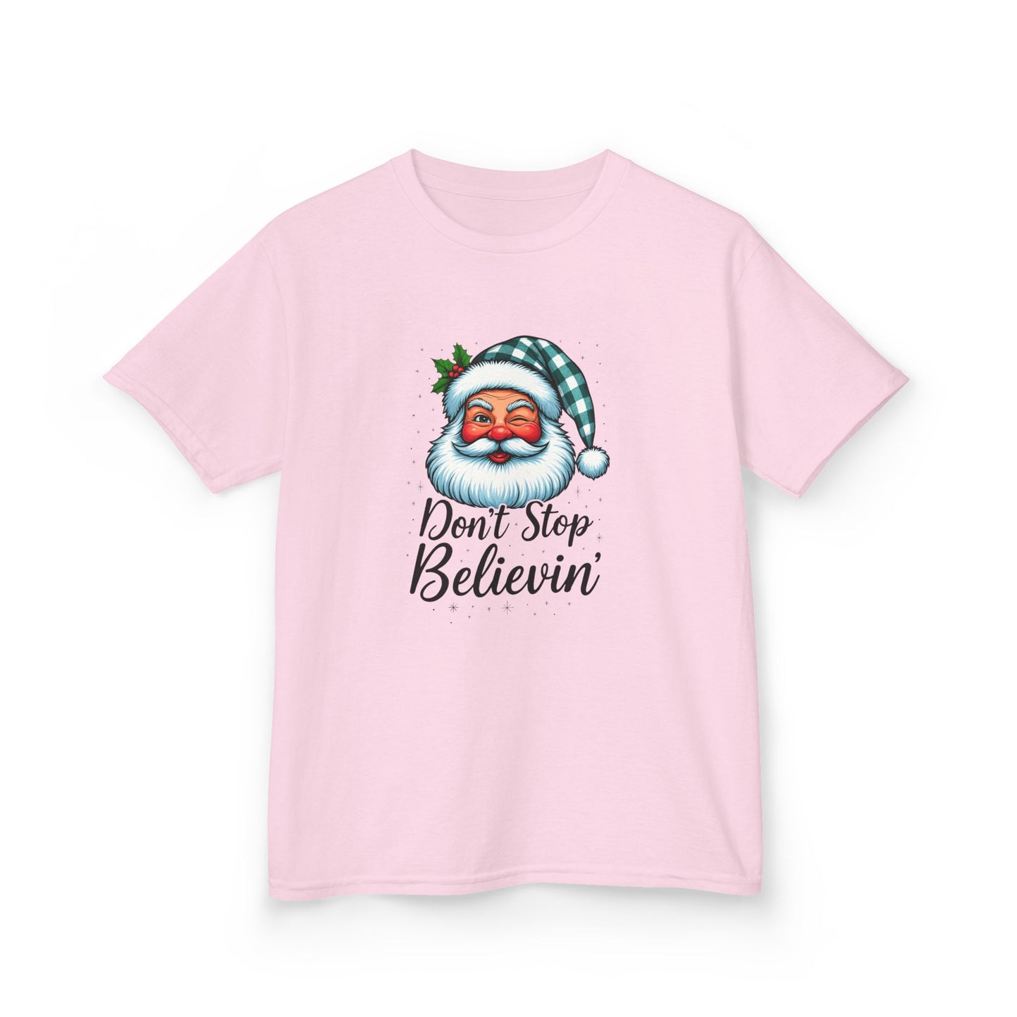 Santa Dino Don't Stop Believin' Kids Christmas Tee