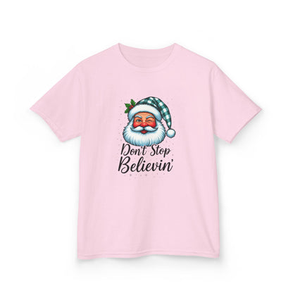 Santa Dino Don't Stop Believin' Kids Christmas Tee