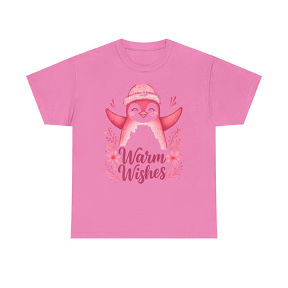 Warm Wishes Pink Penguin Tee - Holiday Tee