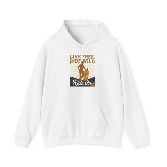 Ride Wild Hoodie — Retro Cowboy "Ride On" Graphic Sweatshirt