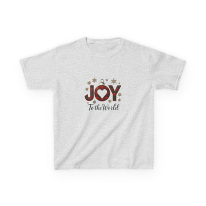 JOY Dinosaur Christmas Tee - Plaid Ornament Dino Shirt