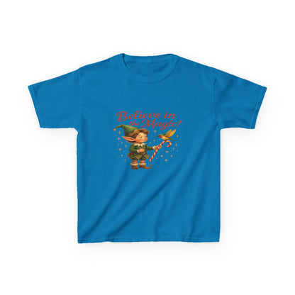 Believe in the Magic Elf & Dino Christmas Kids Tee