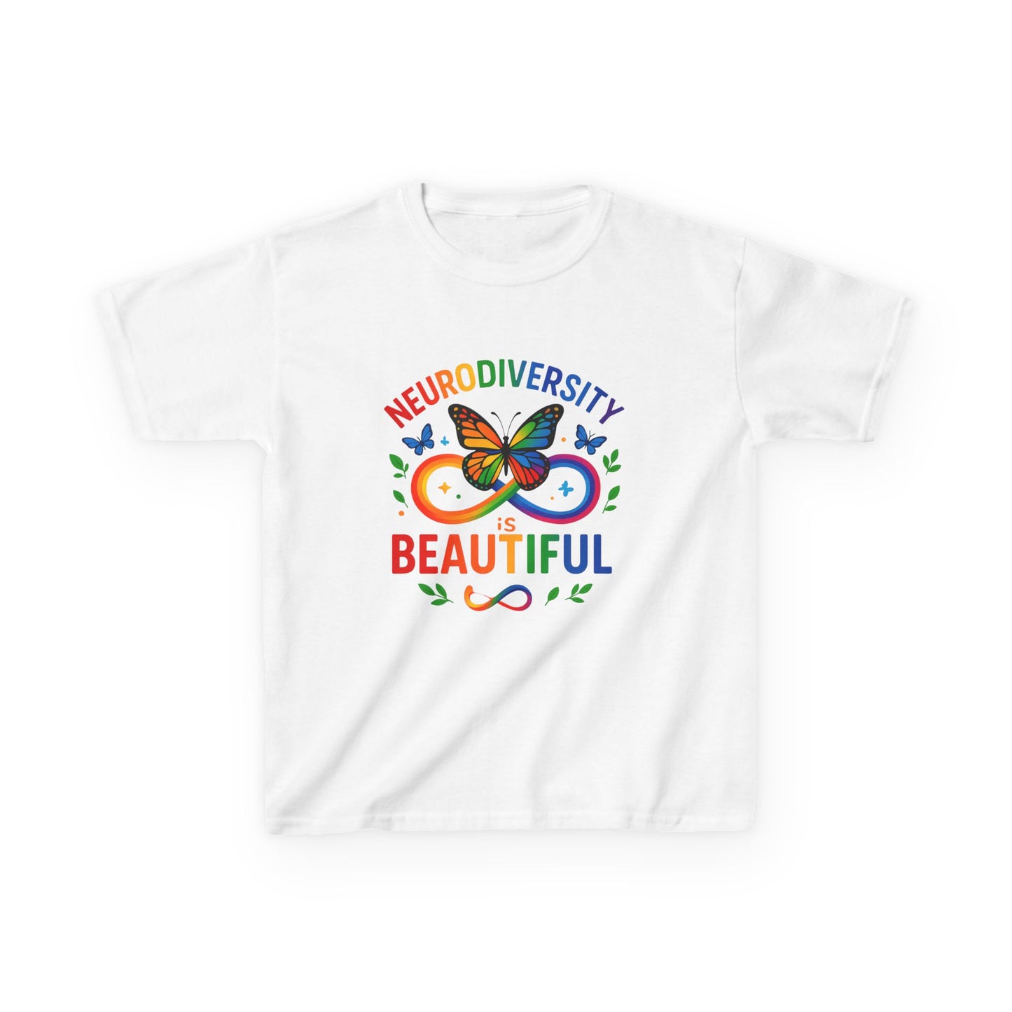 Neurodiversity is Beautiful - Rainbow Dinosaur Kids Tee