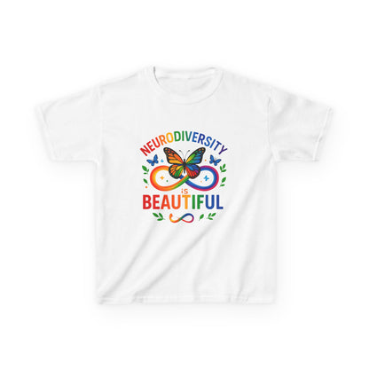 Neurodiversity is Beautiful - Rainbow Dinosaur Kids Tee