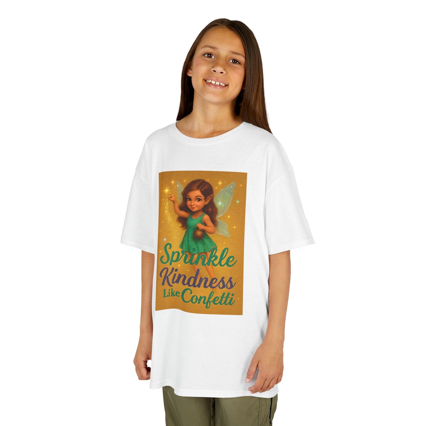 Sparkle Kindness Kids Cotton Tee - Whimsical Fairy Design, Perfect Birthday Gift, Playtime Apparel, Encouraging Message, Kids Fashion