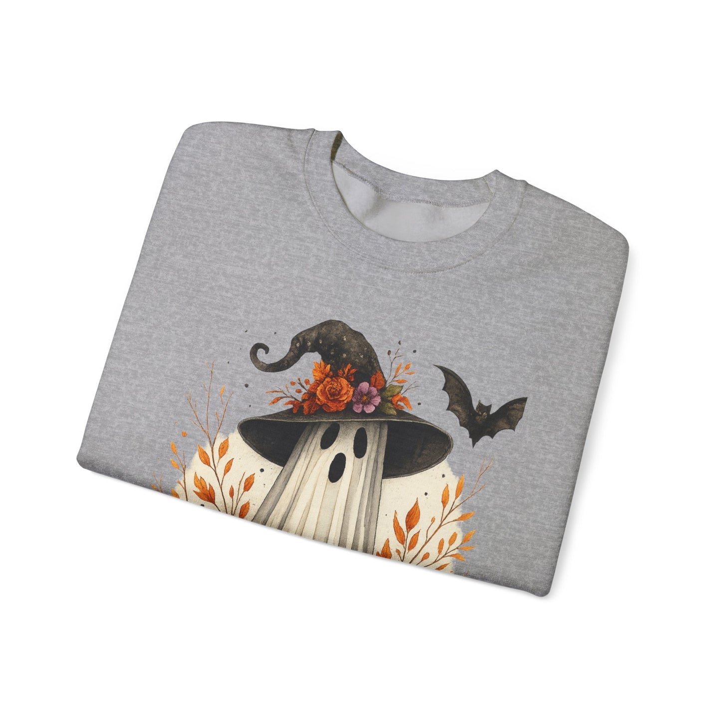 Halloween Ghost Crewneck Sweatshirt, Cozy Fall Apparel, Cute Ghost Design, Pumpkin Sweatshirt, Unisex Halloween Gift