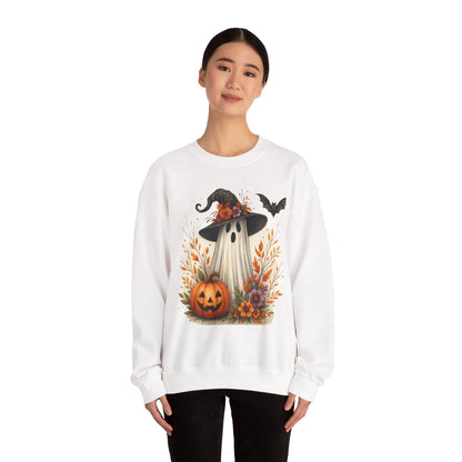 Halloween Ghost Crewneck Sweatshirt, Cozy Fall Apparel, Cute Ghost Design, Pumpkin Sweatshirt, Unisex Halloween Gift