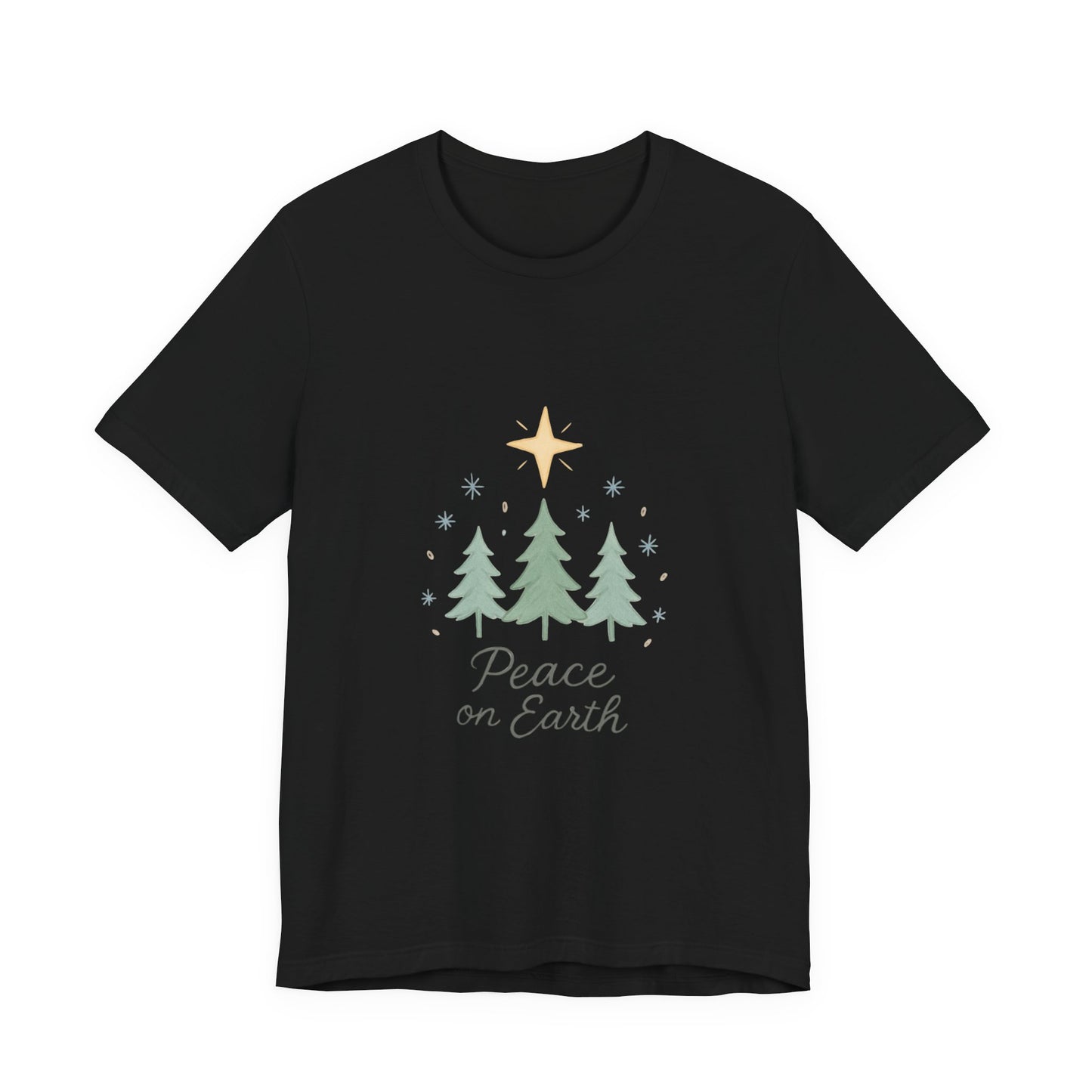Peace on Earth Christmas Tee — Holiday Pine Tree Graphic Shirt