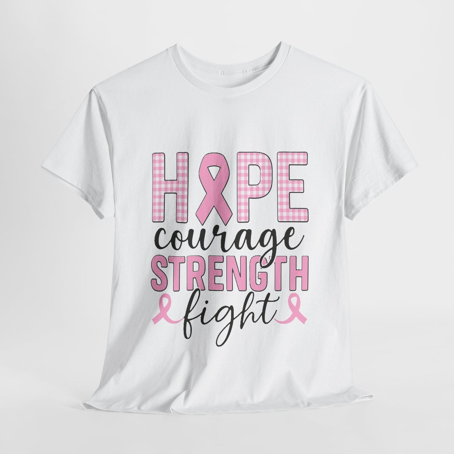 Hope, Courage & Strength Pink Ribbon Awareness Tee