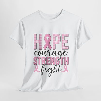 Hope, Courage & Strength Pink Ribbon Awareness Tee