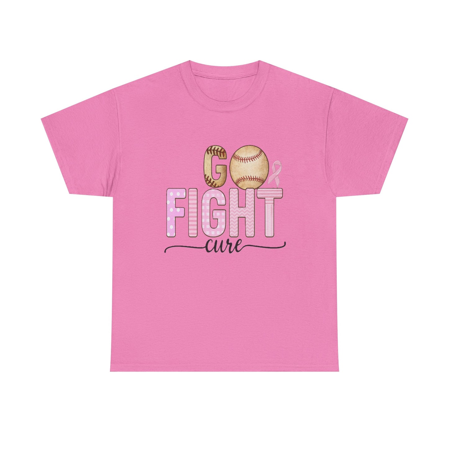 Go Fight Cure Baseball Pink Ribbon Awareness Tee