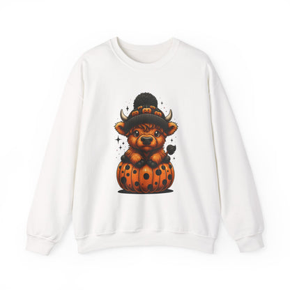 Halloween Cow Calf in Pumpkin Crewneck Sweatshirt