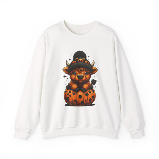Halloween Cow Calf in Pumpkin Crewneck Sweatshirt