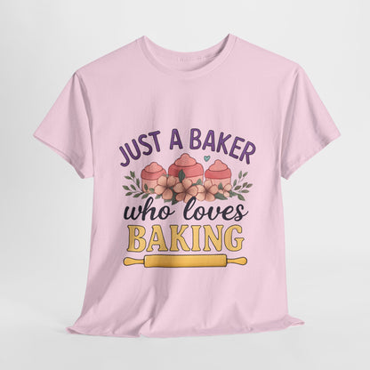 Baking Lover Tee with Cupcake and Rolling Pin Design