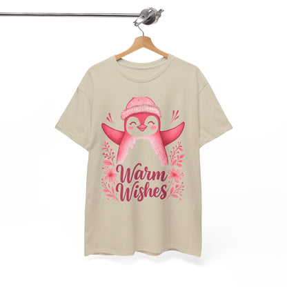 Warm Wishes Pink Penguin Tee - Holiday Tee