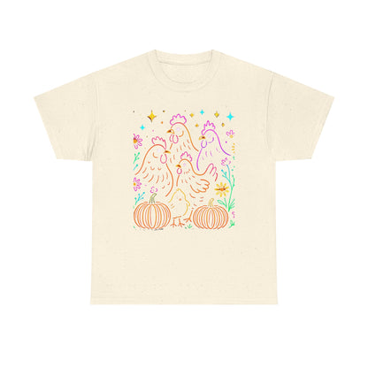 Autumn Glow Chicken Tee – Colorful Farmhouse Pumpkin Shirt