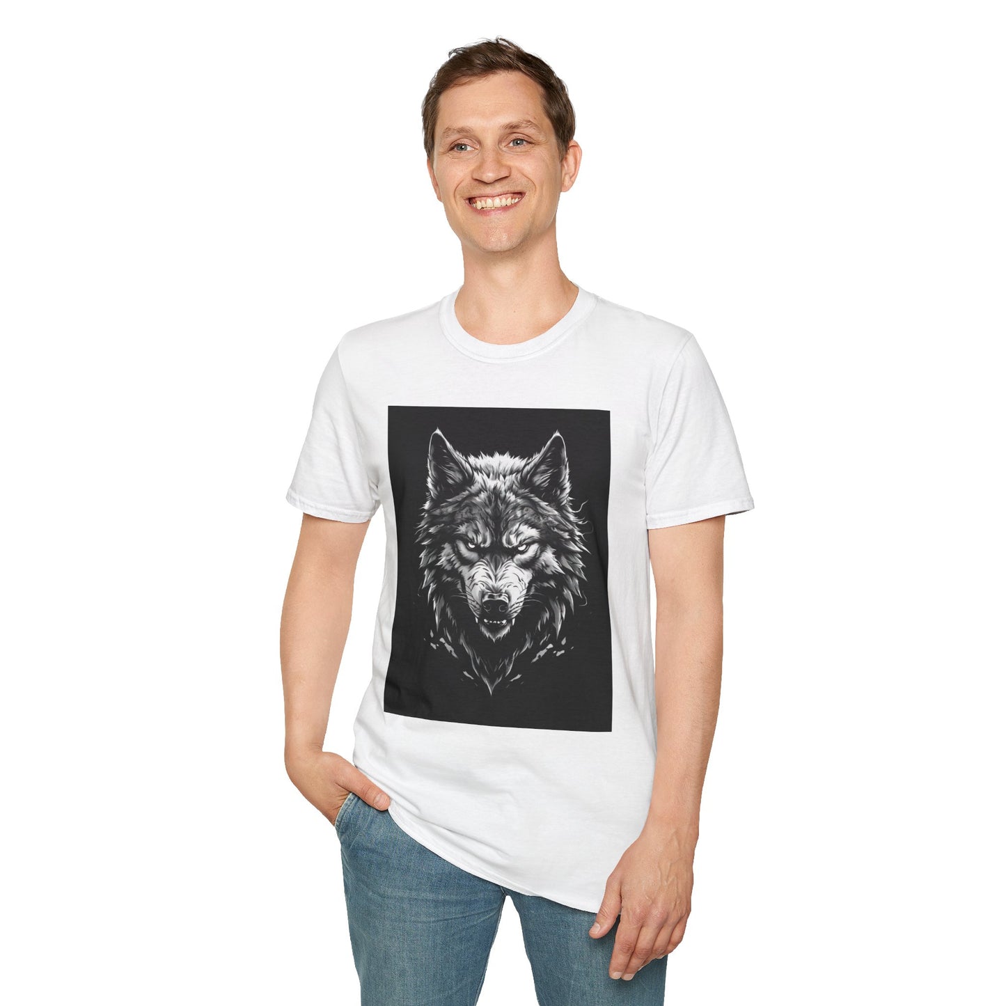 Wolf Graphic Unisex Softstyle T-Shirt, Animal Lover Apparel, Nature Tee, Unique Gift for Outdoorsy Friends, Casual Wear, Birthday Gift