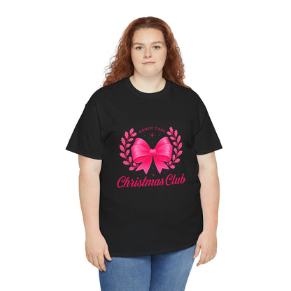 Christmas Tee with Pink Bow and Candy Cane Christmas Club Text