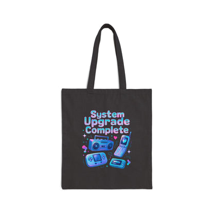 System Upgrade Complete Tote Bag — Retro Gaming Cotton Canvas Tote