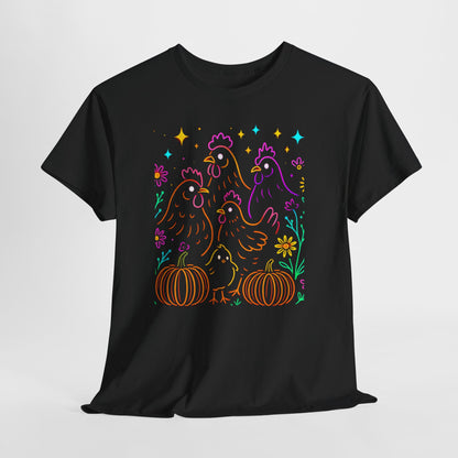 Autumn Glow Chicken Tee – Colorful Farmhouse Pumpkin Shirt