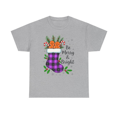 Buffalo Plaid Stocking Unisex Tee - Be Merry & Bright