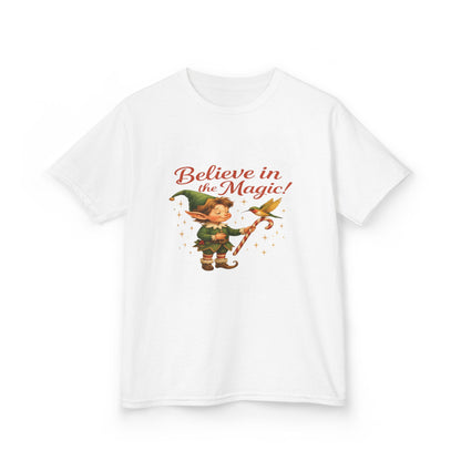 Believe in the Magic Elf & Dino Christmas Kids Tee