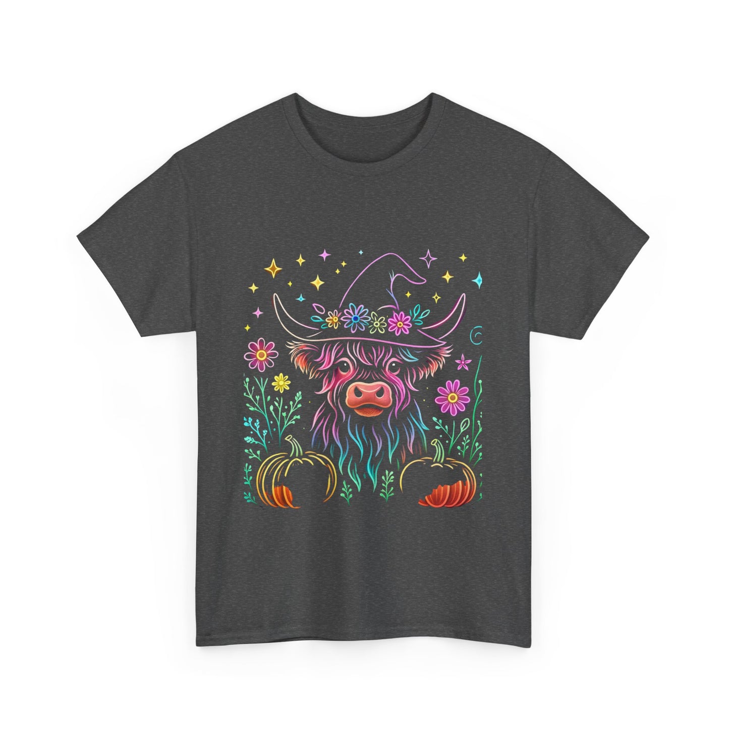 🎃 Magical Highland Cow Tee – Witchy Pumpkin Farm Shirt