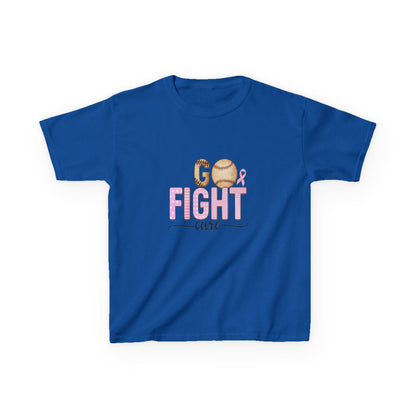 Go Fight Cure Baseball Pink Ribbon Kids Christmas Tee