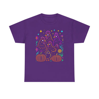 Autumn Glow Chicken Tee – Colorful Farmhouse Pumpkin Shirt