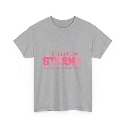 I AM STRONG - Pink Ribbon Breast Cancer Awareness Tee