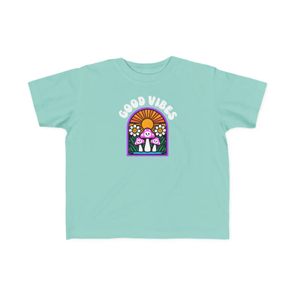 Toddler's Good Vibes Tee - Bright Jersey T-Shirt for Kids, Fun Summer Wear, Gift for Birthdays, Playdates, Rainbow Theme