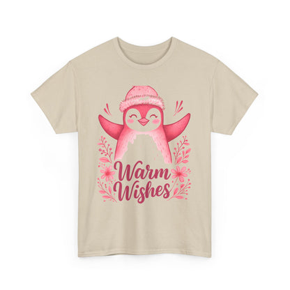 Warm Wishes Pink Penguin Tee - Holiday Tee