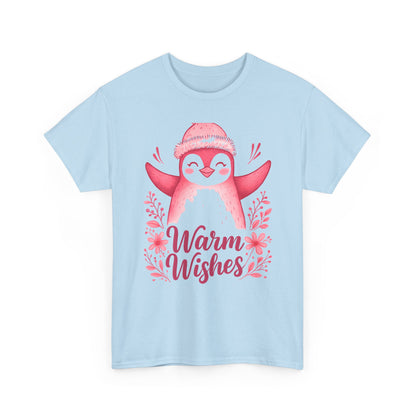Warm Wishes Pink Penguin Tee - Holiday Tee