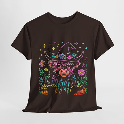 🎃 Magical Highland Cow Tee – Witchy Pumpkin Farm Shirt