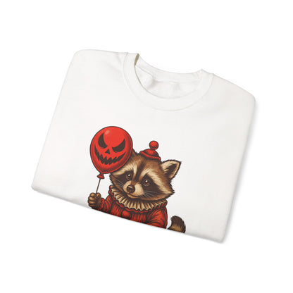 Creepy Clown Raccoon Halloween Sweatshirt - You'll Float Too