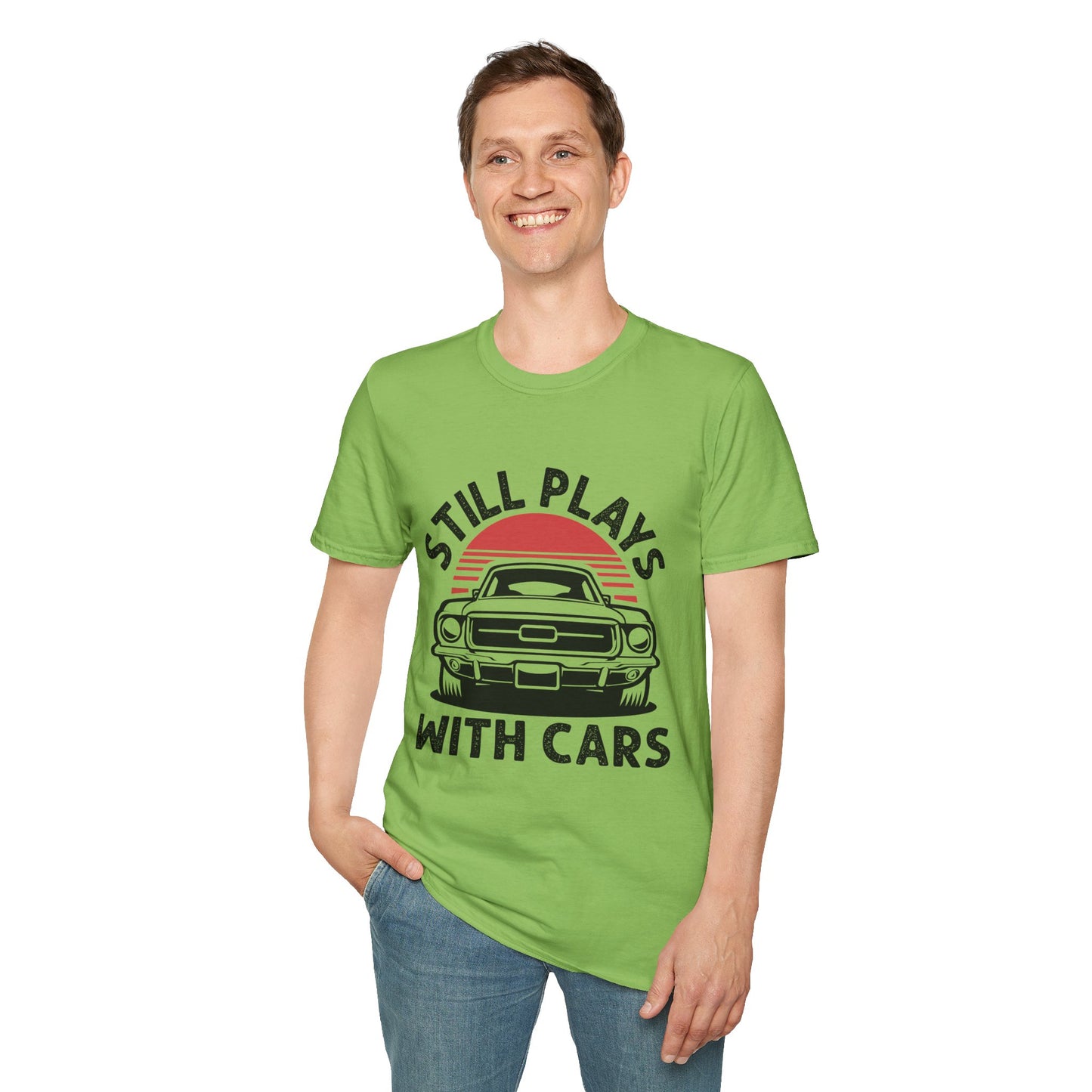 Retro Car Enthusiast T-Shirt, Still Plays with Cars Tee, Gift for Men, Vintage Auto Lover Shirt, Casual Wear, Birthday Present