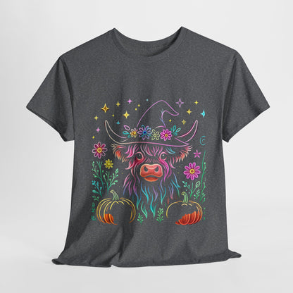 🎃 Magical Highland Cow Tee – Witchy Pumpkin Farm Shirt