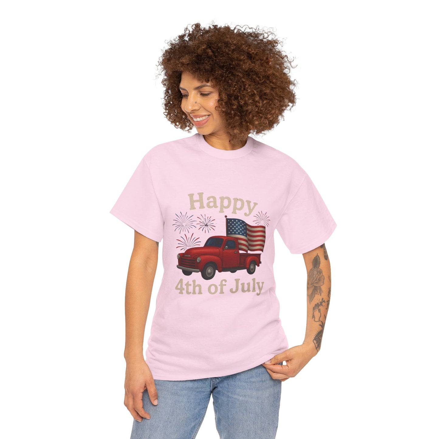🚙 Happy 4th of July Truck Tee – Patriotic Vintage Pickup Shirt