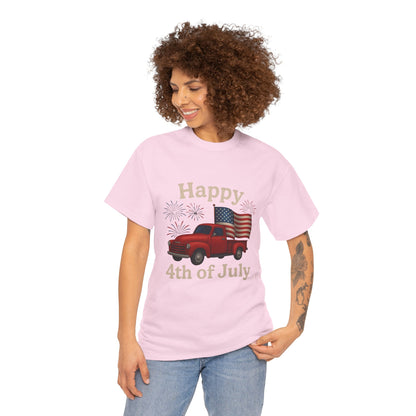 🚙 Happy 4th of July Truck Tee – Patriotic Vintage Pickup Shirt