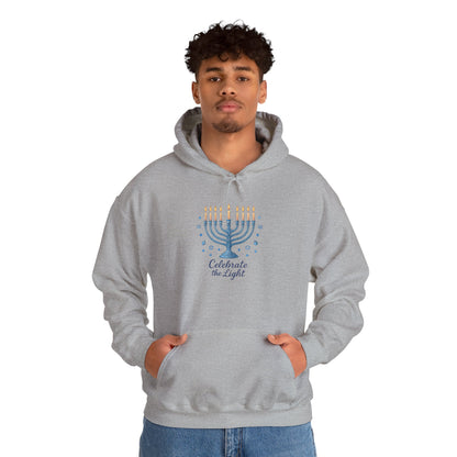 Hanukkah Menorah Hoodie - "Celebrate the Light" Holiday Sweatshirt