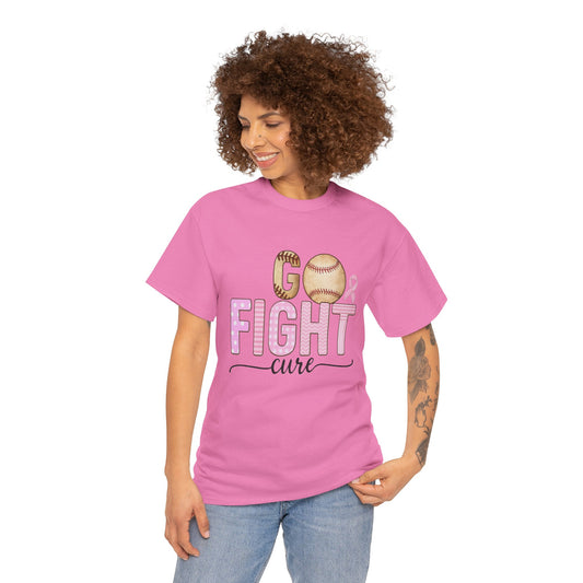 Go Fight Cure Baseball Pink Ribbon Awareness Tee